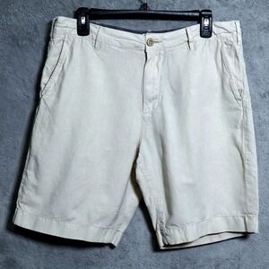 Faherty Malibu Shorts Mens Size 34 Beige Linen Blend Chino Casual Preppy